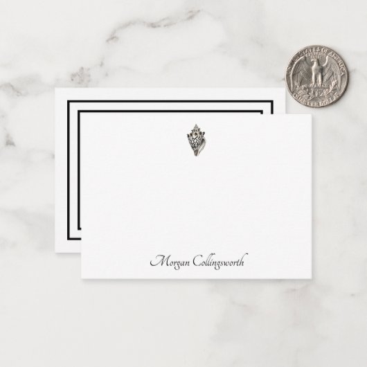 Classic Custom Name Seashell Image Flat ノートカード (正面/裏面インサイチュ)