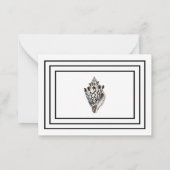 Classic Custom Name Seashell Image Flat ノートカード (裏面)