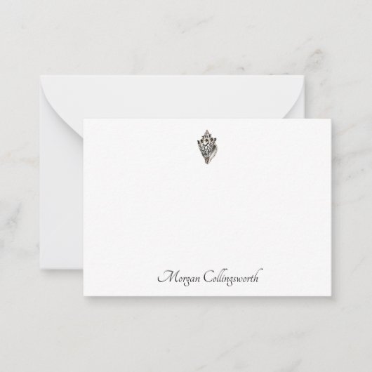 Classic Custom Name Seashell Image Flat ノートカード (正面)