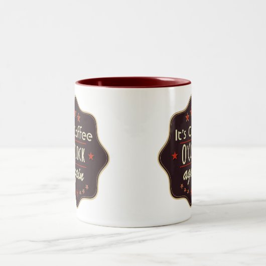 Classic Custom Text Retro Label ツートーンマグカップ (中央)