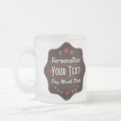 Classic Custom Text Retro Label フロストグラスマグカップ (左)