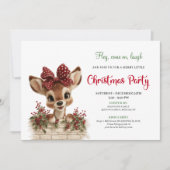 Classic Cute Baby Deer Peeking Watercolor Xmas 招待状 (正面)