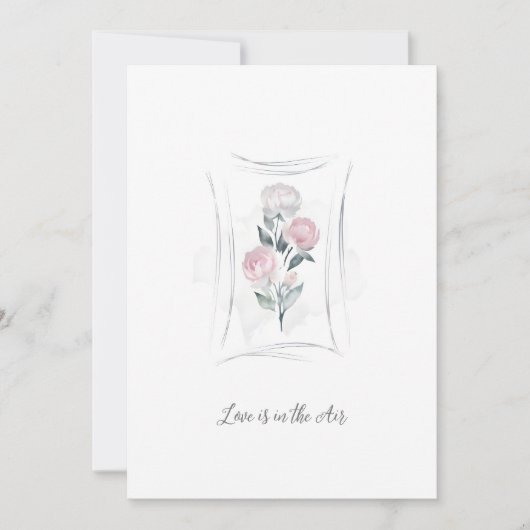 Classic Cute Floral Peonies Bunch in Gray & Pink セーブザデート (正面)