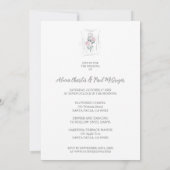 Classic Cute Floral Peonies Bunch in Gray & Pink 招待状 (裏面)