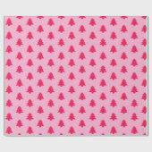 Classic Cute Hot Pink Christmas Trees on Pink ラッピングペーパー (フラット)