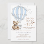 Classic Cute Teddy Bear Toile Balloon Baby Shower 招待状 (正面)