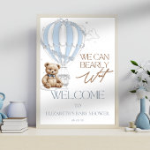 Classic Cute Teddy Bear Toile Balloon Welcome ポスター