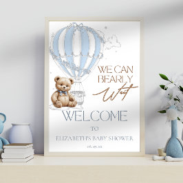 Classic Cute Teddy Bear Toile Balloon Welcome ポスター