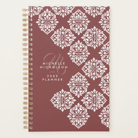 Classic Damask Abstract Chic Geometric Script プランナー手帳 (正面)