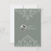 Classic Damask Earthy Sage Photo Wedding RSVP (裏面)