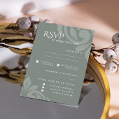 Classic Damask Earthy Sage Photo Wedding RSVP