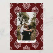 Classic Damask Elegant Script Valentine's Day Card (正面)