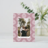 Classic Damask Elegant Script Valentine's Day Card ポストカード (スタンド正面)