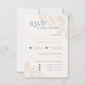 Classic Damask Ivory Teal Photo Wedding RSVP (正面)