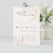 Classic Damask Ivory Teal Photo Wedding RSVP (スタンド正面)