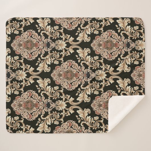 classic damask jacquard pattern with frameabstract シェルパブランケット (正面(横))