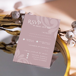 Classic Damask Pale Pink Photo Wedding RSVP