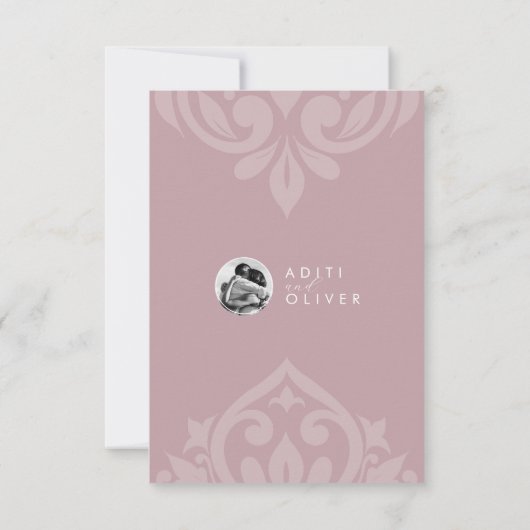 Classic Damask Pale Pink Photo Wedding RSVP (裏面)