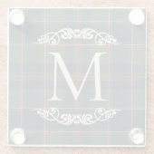 Classic Dark Blue Red Green Plaid Pattern ガラスコースター (裏面)