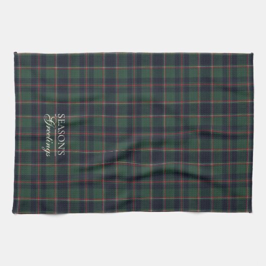 Classic Dark Blue Red Green Plaid Pattern キッチンタオル (横)