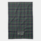 Classic Dark Blue Red Green Plaid Pattern キッチンタオル (縦)