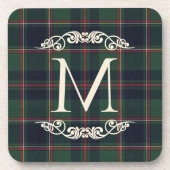 Classic Dark Blue Red Green Plaid Pattern コースター (正面)