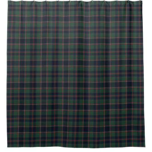Classic Dark Blue Red Green Plaid Pattern シャワーカーテン (正面)