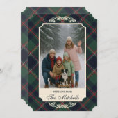 Classic Dark Blue Red Green Plaid Pattern シーズンカード (正面/裏面)