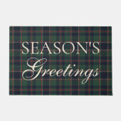 Classic Dark Blue Red Green Plaid Pattern ドアマット (正面)