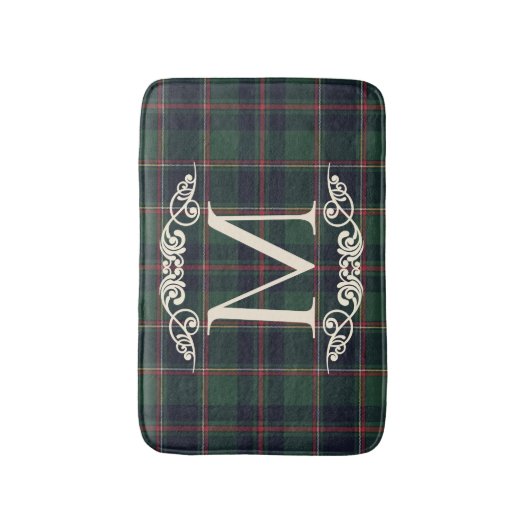 Classic Dark Blue Red Green Plaid Pattern バスマット (正面縦)