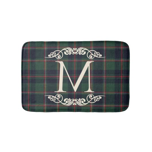 Classic Dark Blue Red Green Plaid Pattern バスマット (正面)