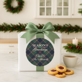 Classic Dark Blue Red Green Plaid Pattern ラウンドシール