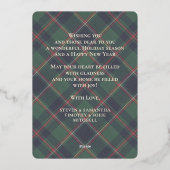 Classic Dark Blue Red Green Plaid Pattern Gold 箔シーズンカード (裏面)