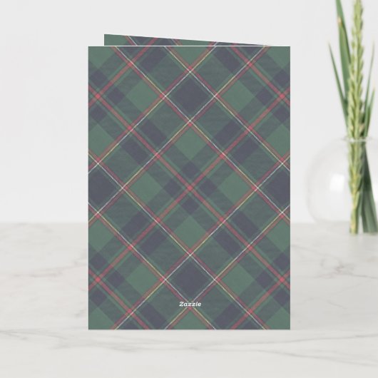 Classic Dark Blue Red Green Plaid Pattern Gold 箔シーズンカード (裏面)