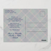 Classic Dark Blue Red Green Plaid Pattern Gold 箔シーズンポストカード (裏面)