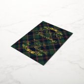 Classic Dark Blue Red Green Plaid Pattern Gold 箔シーズンポストカード (回転した状態)