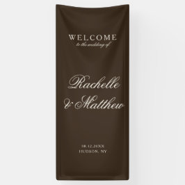 Classic Dark Brown Old Money Wedding Welcome 横断幕