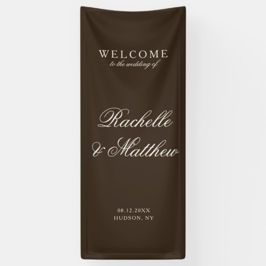 Classic Dark Brown Old Money Wedding Welcome 横断幕 (縦)