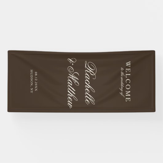 Classic Dark Brown Old Money Wedding Welcome 横断幕 (横)