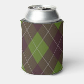 Classic Dark Green Argyle Pattern Monogram 缶クーラー (缶裏面)