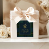 Classic Dark Green & Blue Plaid Baby Shower スクエアシール