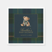Classic Dark Green & Blue Plaid Baby Shower スタンダードカクテルナプキン (正面)