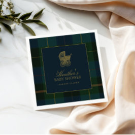 Classic Dark Green & Blue Plaid Baby Shower スタンダードカクテルナプキン