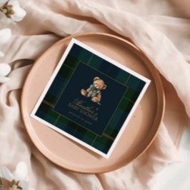 Classic Dark Green & Blue Plaid Baby Shower スタンダードカクテルナプキン