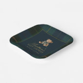 Classic Dark Green & Blue Plaid Baby Shower ペーパープレート (傾斜あり)