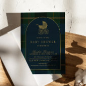 Classic Dark Green & Blue Plaid Baby Shower 招待状