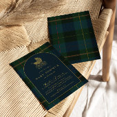 Classic Dark Green & Blue Plaid Baby Shower 招待状