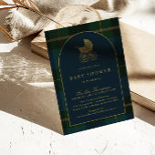 Classic Dark Green & Blue Plaid Baby Shower 招待状