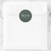 Classic Dark Green Monogram Typography Wedding ラウンドシール (バッグ)