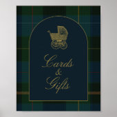 Classic Dark Green Plaid Baby Shower Cards & Gifts ポスター (正面)